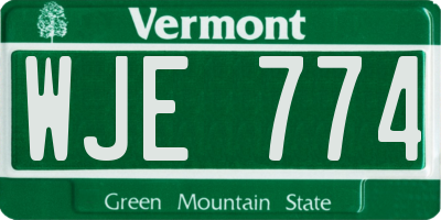 VT license plate WJE774