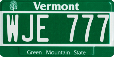 VT license plate WJE777