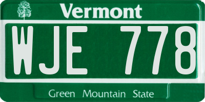 VT license plate WJE778
