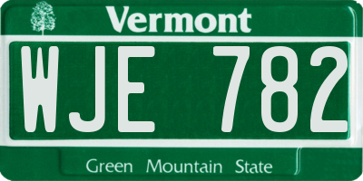 VT license plate WJE782
