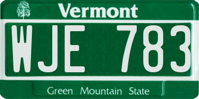 VT license plate WJE783