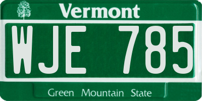 VT license plate WJE785