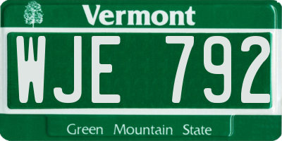 VT license plate WJE792