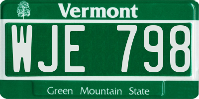 VT license plate WJE798