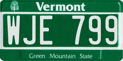 VT license plate WJE799