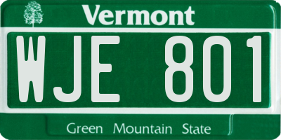 VT license plate WJE801