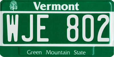 VT license plate WJE802