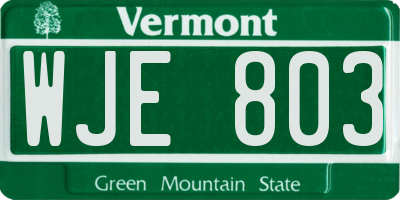 VT license plate WJE803