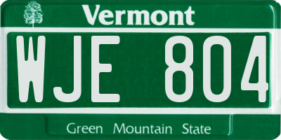 VT license plate WJE804