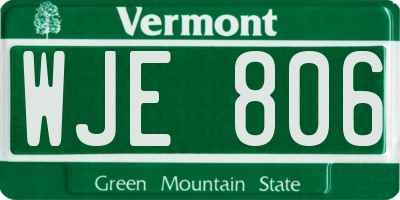 VT license plate WJE806