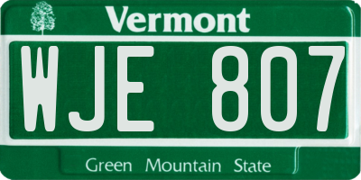 VT license plate WJE807
