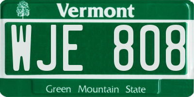 VT license plate WJE808