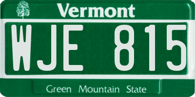 VT license plate WJE815