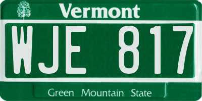 VT license plate WJE817