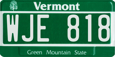 VT license plate WJE818