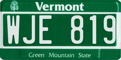 VT license plate WJE819