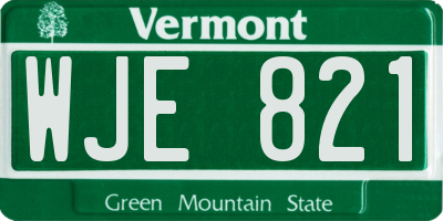 VT license plate WJE821