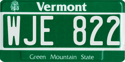 VT license plate WJE822