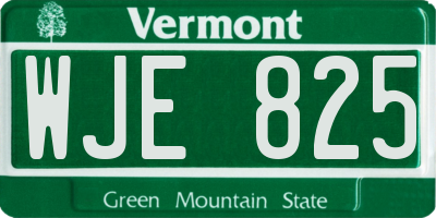 VT license plate WJE825