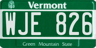 VT license plate WJE826