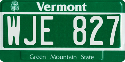 VT license plate WJE827
