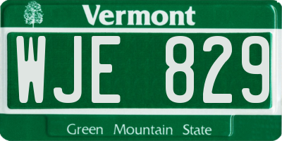 VT license plate WJE829