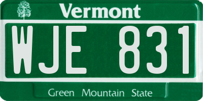 VT license plate WJE831
