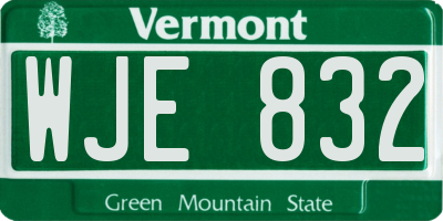 VT license plate WJE832