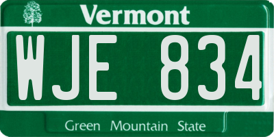 VT license plate WJE834