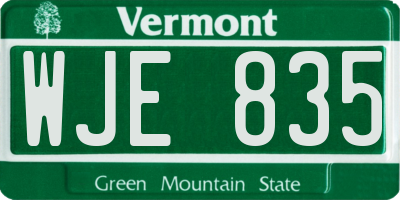 VT license plate WJE835