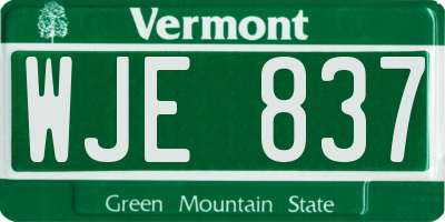 VT license plate WJE837