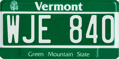 VT license plate WJE840