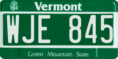 VT license plate WJE845