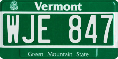 VT license plate WJE847