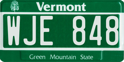 VT license plate WJE848