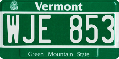 VT license plate WJE853