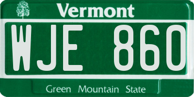 VT license plate WJE860