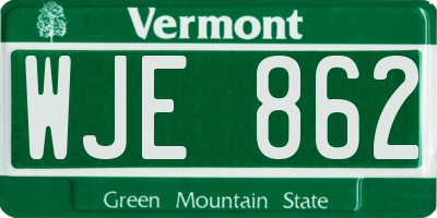 VT license plate WJE862