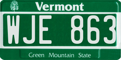 VT license plate WJE863