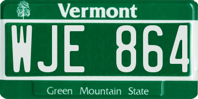 VT license plate WJE864