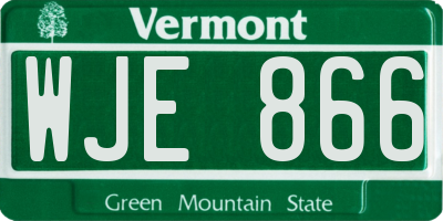 VT license plate WJE866