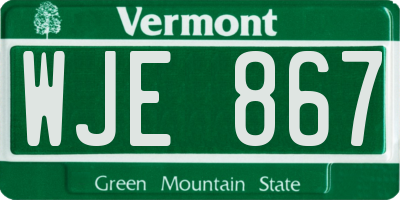 VT license plate WJE867