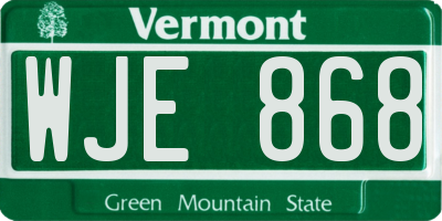 VT license plate WJE868