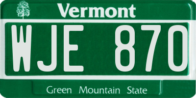 VT license plate WJE870
