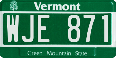 VT license plate WJE871