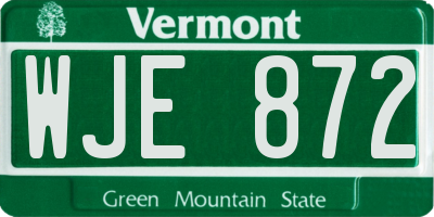VT license plate WJE872