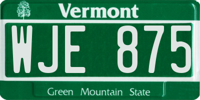 VT license plate WJE875