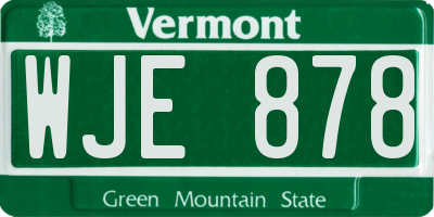 VT license plate WJE878