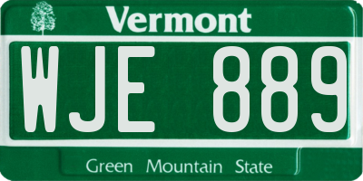 VT license plate WJE889