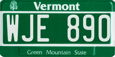 VT license plate WJE890